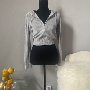 Garage Soft Grey Cropped Hoodie